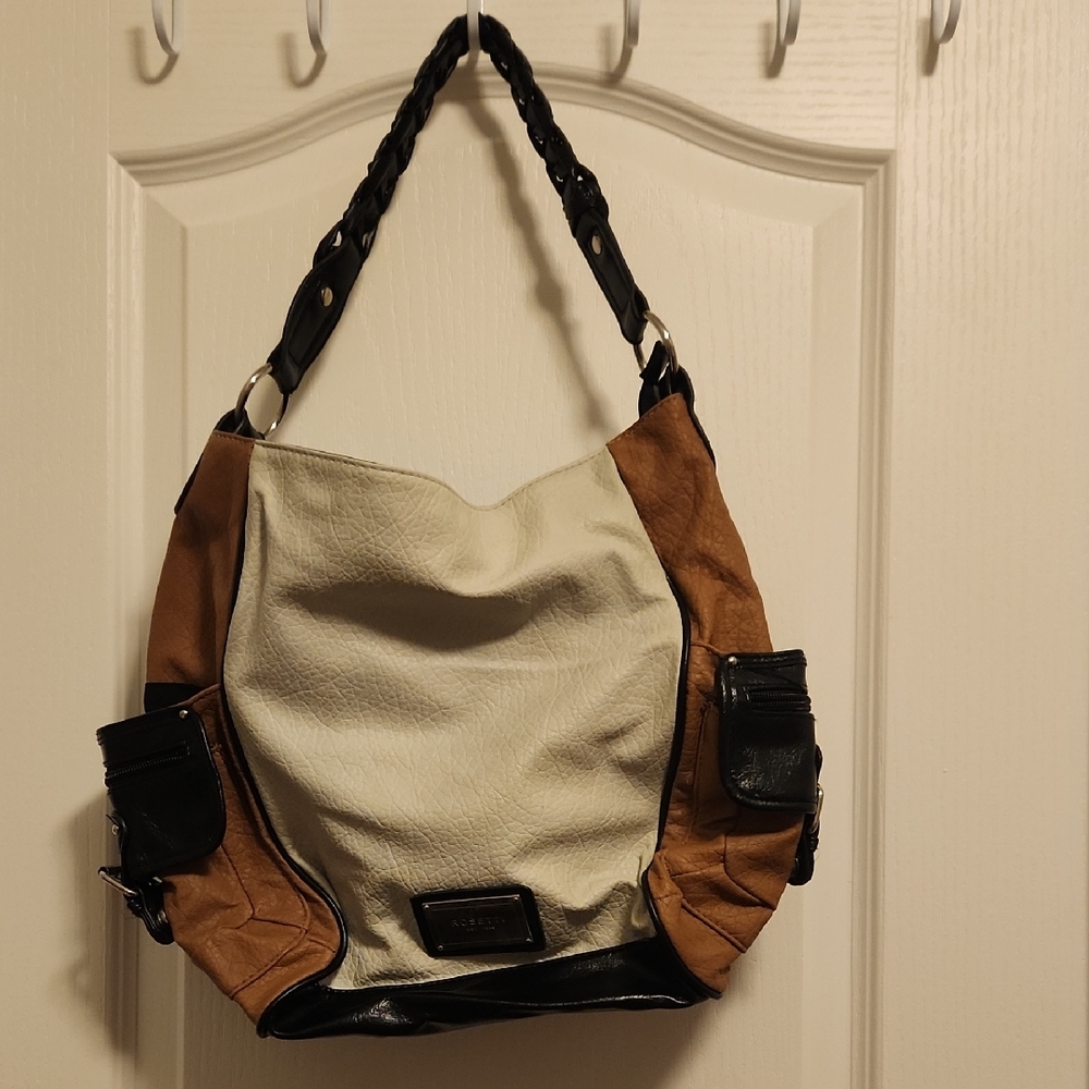 Rosetti Black, White, and Tan Shoulder Bag
